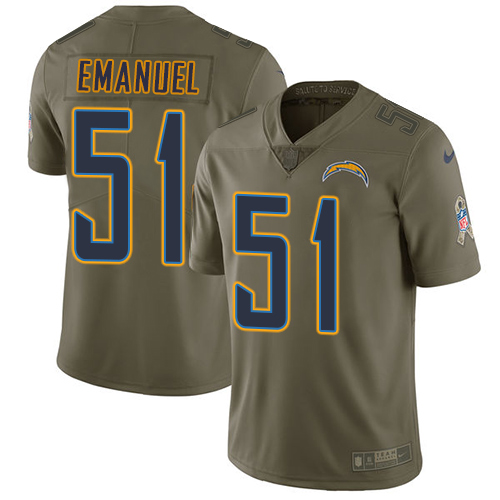 Nike Chargers #51 Kyle Emanuel Olive Men's Stitched NFL Limited Salute to Service Jersey